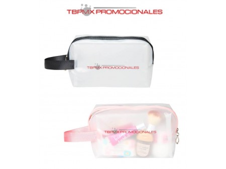 Cosmetiquera plastica rectangular acabado frost ann promocional