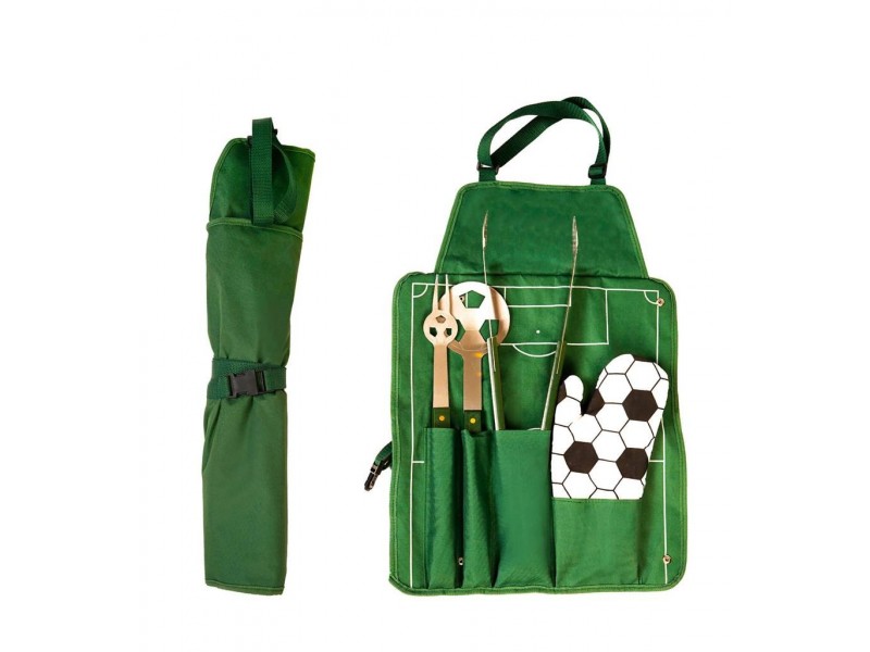 Set BBQ estuche diseño cancha de futbol con accesorios sunday promocional