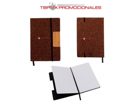 Libreta ecologica de cafe 82 hojas rayadas soporte para celular bada promocional