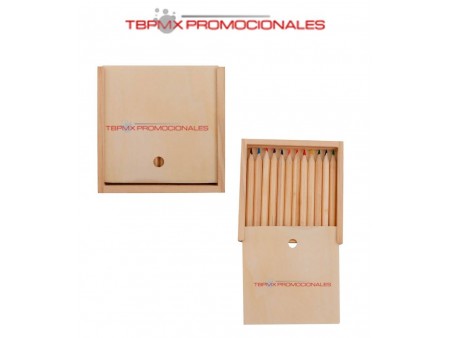 Caja de madera 12 colores estilo promocional