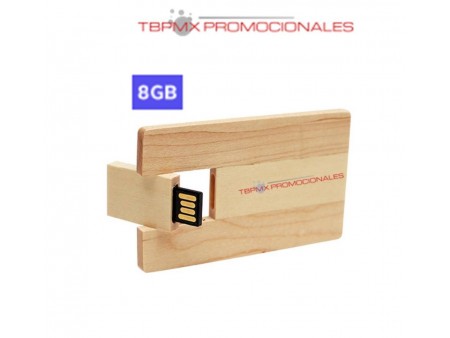 Memoria usb 8 gb tarjeta ecologica tipo credito de madera promocional