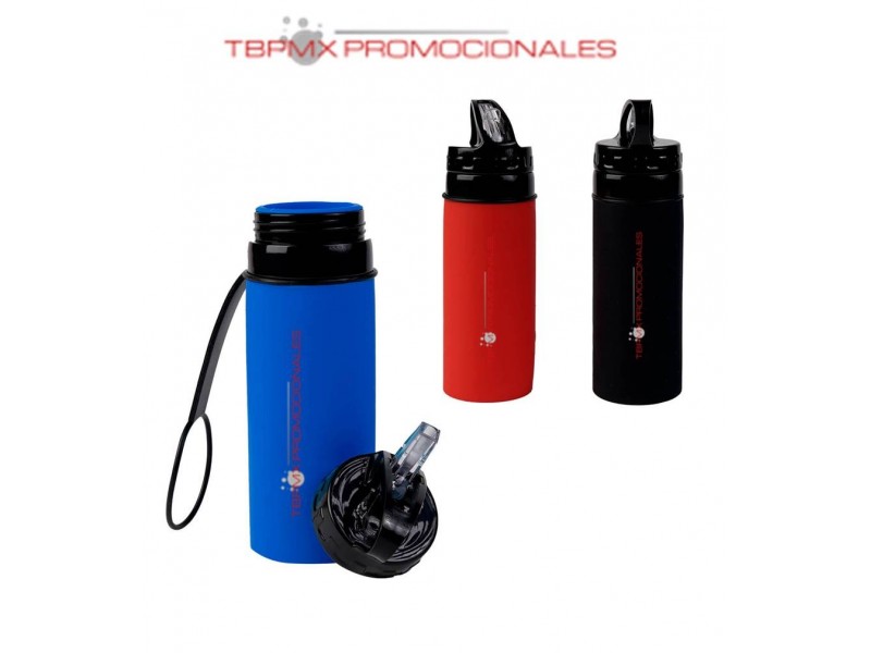 Cilindro anfora silicon 450 ml tapa rosca boquilla abatible asa silicon kora promocional