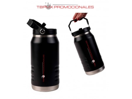 Termo acero inoxidable 1100 ml doble pared rugoso boquilla popote asa berth promocional