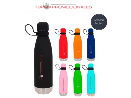 Termo acero inoxidable 500 ml doble pared tipo botella rubber rosca asa silicon ranger promocional