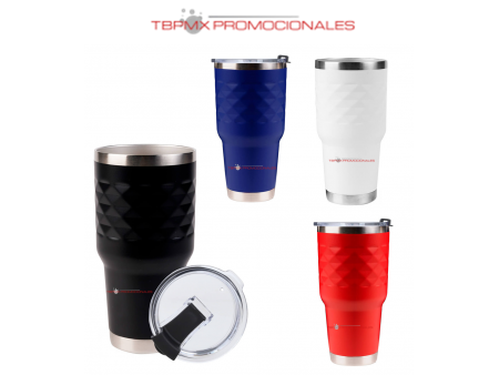Vaso termico acero inoxidable 800 ml doble pared rugoso tapa rost promocional