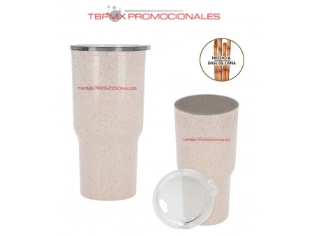 Vaso térmico ecologico rpet caña 590 ml doble pared con tapa eco coupe promocional