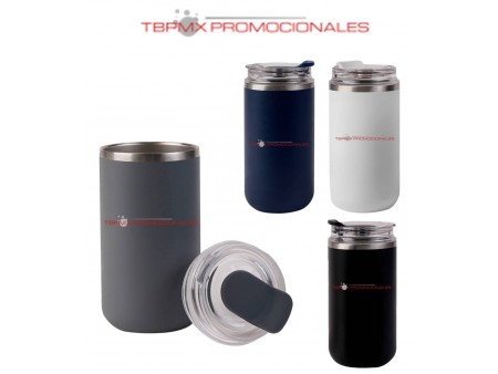 Termo acero inoxidable 400 ml doble pared acabado plastic painting tapa boquilla silicon luar promocional