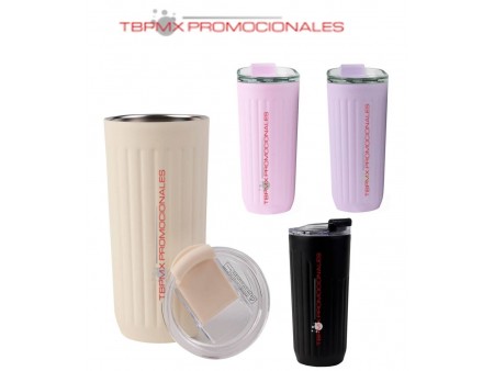 Termo acero inoxidable 650 ml doble pared rugoso tapa boquilla seguridad amareto promocional