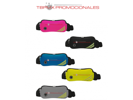 Cangurera deportiva poliester 2 compartimentos doble cierre salida audifonos sprinter promocional