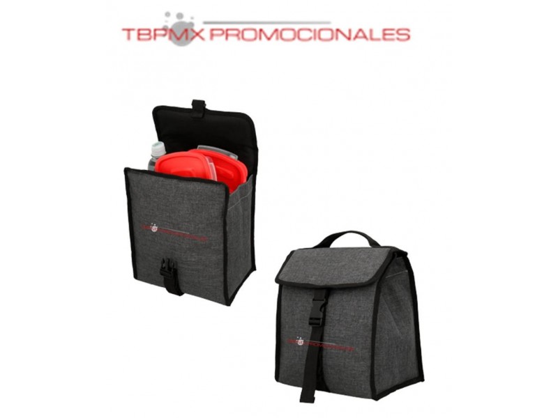 Lonchera termica plastificada broche fuelle en base flip promocional